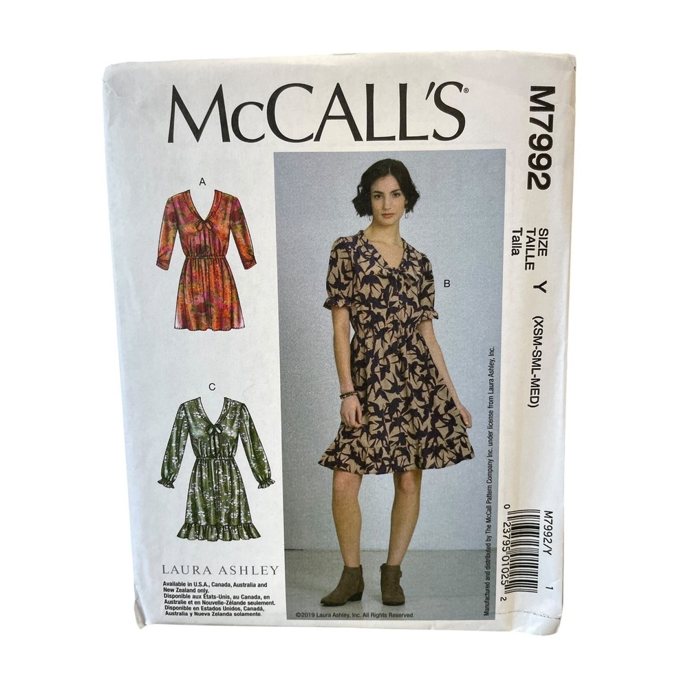 McCALL'S M7992 Misses' Dress Sewing Pattern Size Y XS-S-M FF‎ UNCUT
